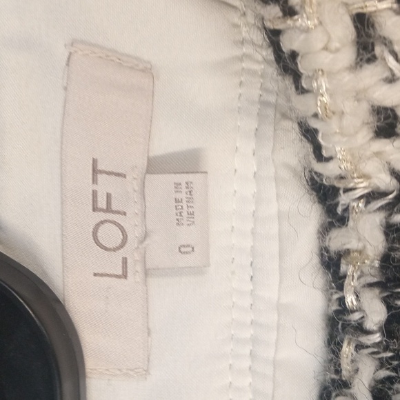 LOFT Black and White Tweed Mini Skirt Size O - Picture 2 of 7